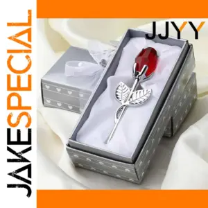 Elegant Crystal Glass Rose Figurine