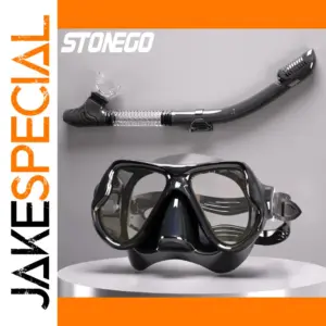 Black Diving Mirror and Snorkel Set for Adults