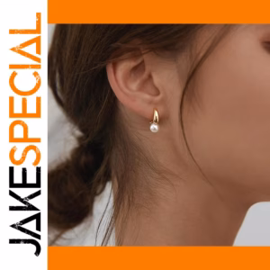 Gold Pearl Hoop Earrings for Women