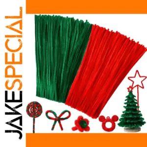 Vibrant Red & Green Craft Pipe Cleaners (200 pcs)