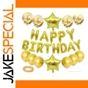Gold "Happy Birthday" Balloon Set