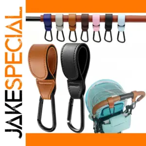 Stylish PU Leather Stroller Hooks Set of 2