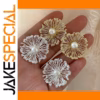Vintage Pearl Stud Earrings with Hollow Petal Design