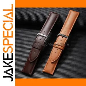 Calfskin Leather Watchband with Stainless Steel Buckle