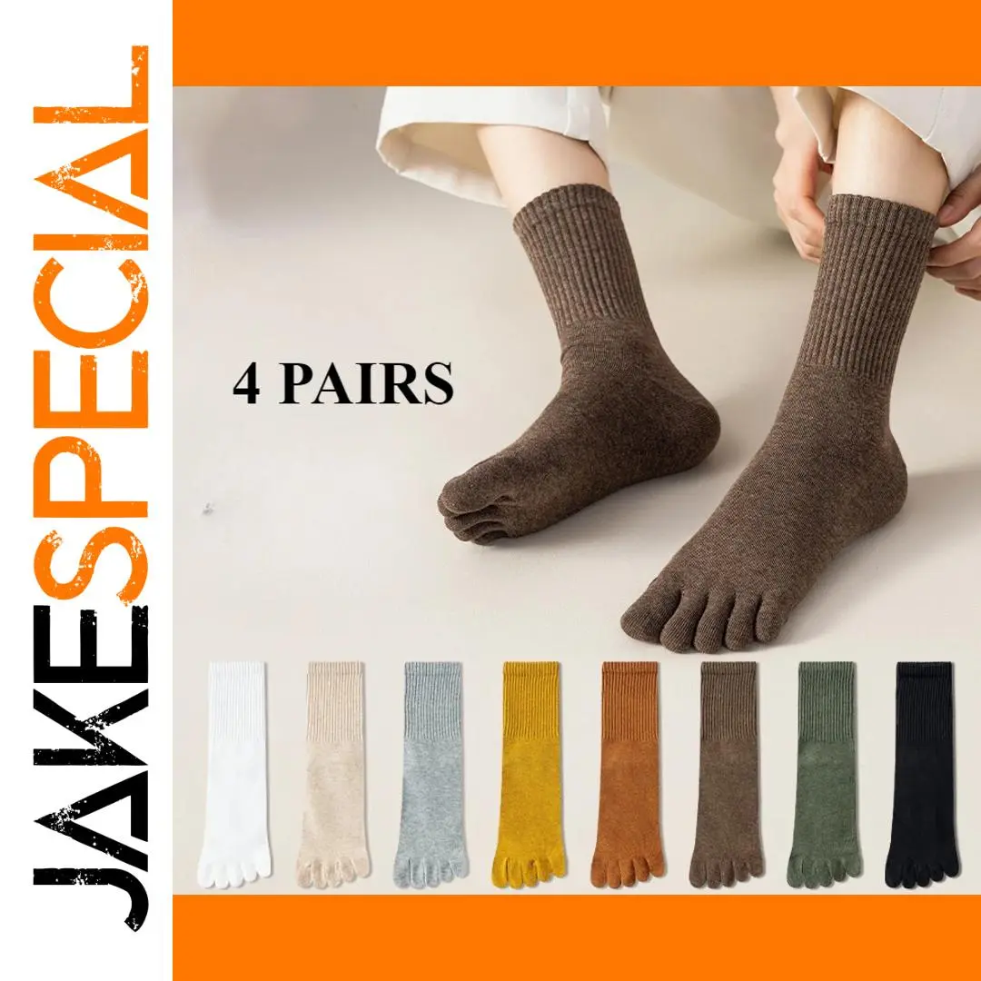 Women's Mid-Calf Toe Socks Set - 4 Pairs 1 Women's Mid-Calf Toe Socks Set - 4 Pairs