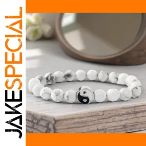 Yin Yang Beaded Bracelet with Semi-Precious Stones