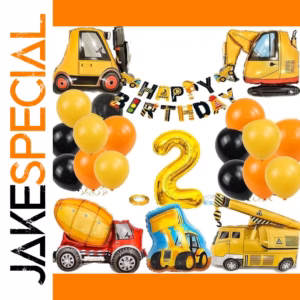 Construction-Themed Numeric Foil Balloons Set