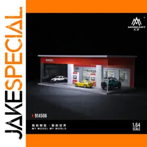 1:64 Scale Gas Station Scene with Diecast Cars