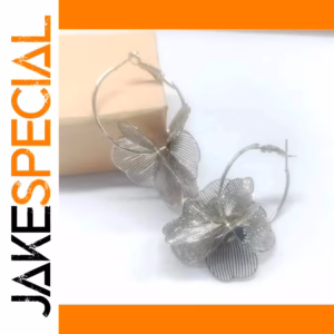 Large Vintage Gold Flower Hoop Earrings