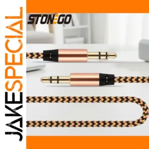 3.3Ft Nylon Braided Aux Cable with Gold-Plated Connectors