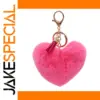 Pink Fluffy Heart Keychain with Tassel