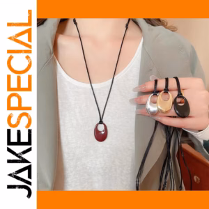 Oval Hollow Geometric Pendant Necklace for Women