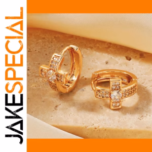 Unisex Cross Hoop Earrings with Cubic Zirconia