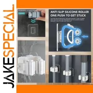 Self-Adhesive Wall-Mounted Mop Holder for Bathrooms