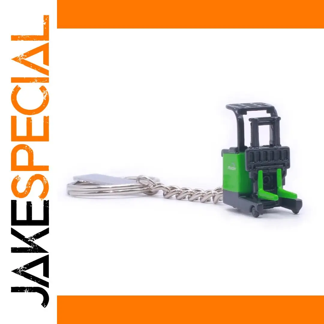 Miniature Forklift Keychain with Green Accents 1 Miniature Forklift Keychain with Green Accents