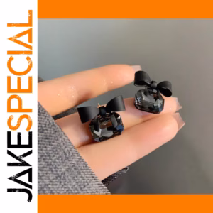 Vintage Black and Gold Hexagon Crystal Earrings