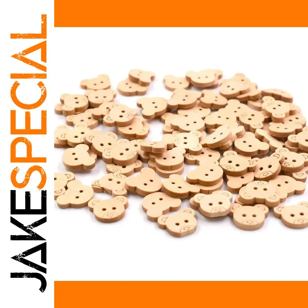 Wooden Bear Buttons Set of 50, 100, 200pcs 1 Wooden Bear Buttons Set of 50, 100, 200pcs