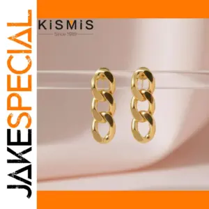 Vintage Gold Chain Drop Earrings with Curb Links