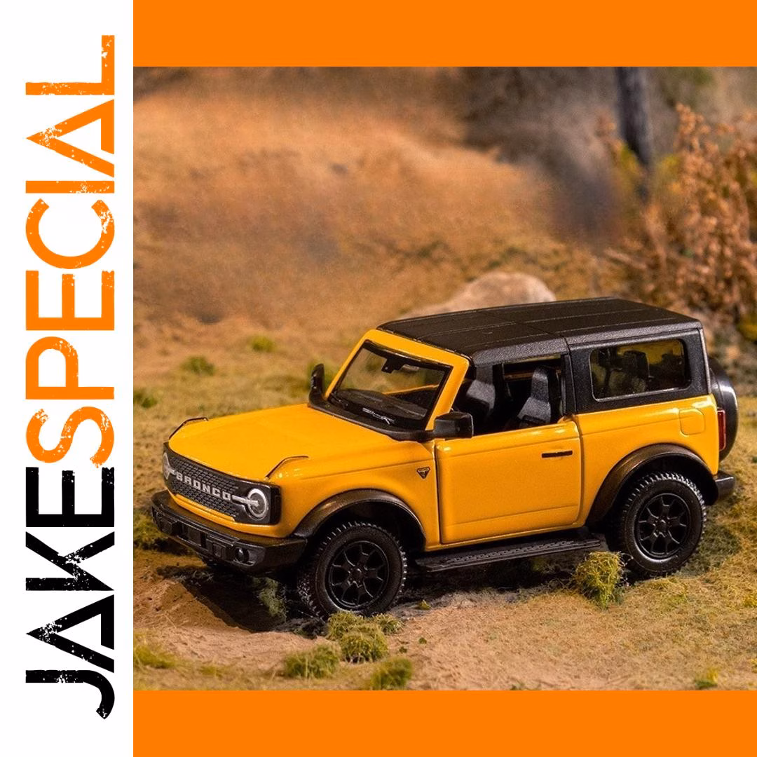 Vibrant Yellow Ford Bronco Model Car 1:36 Scale 1 Vibrant Yellow Ford Bronco Model Car 1:36 Scale