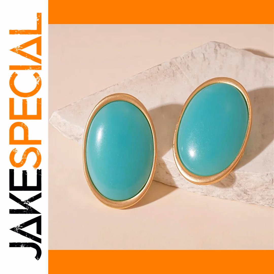 Vintage Blue Flower Earrings with Gold Frame 1 Vintage Blue Flower Earrings with Gold Frame