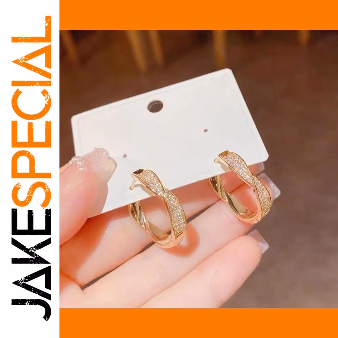 Vintage Copper Hoop Earrings with Cubic Zirconia 1 Vintage Copper Hoop Earrings with Cubic Zirconia