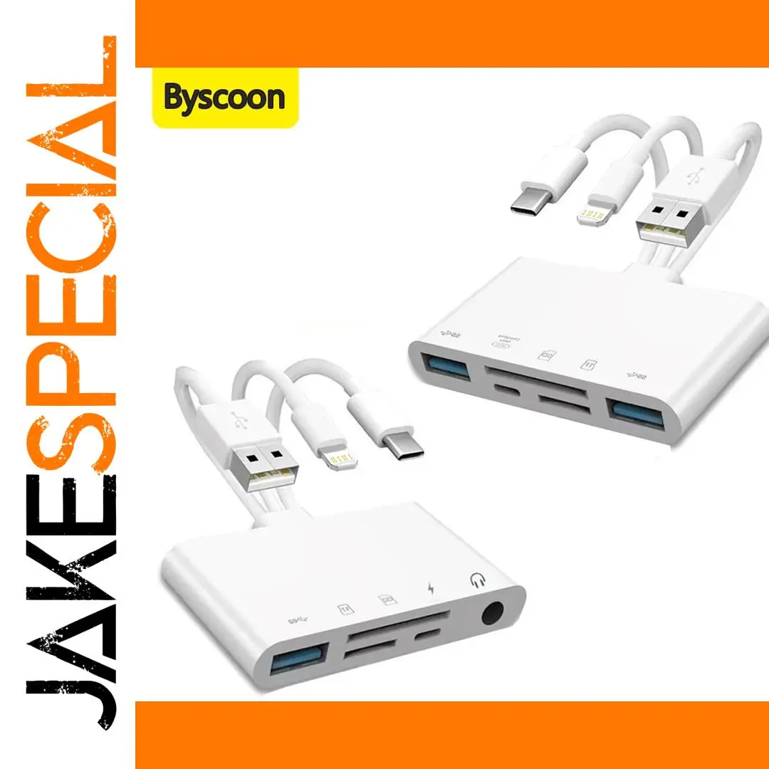 White 5-in-1 USB C/Lightning Card Reader 1 White 5-in-1 USB C/Lightning Card Reader