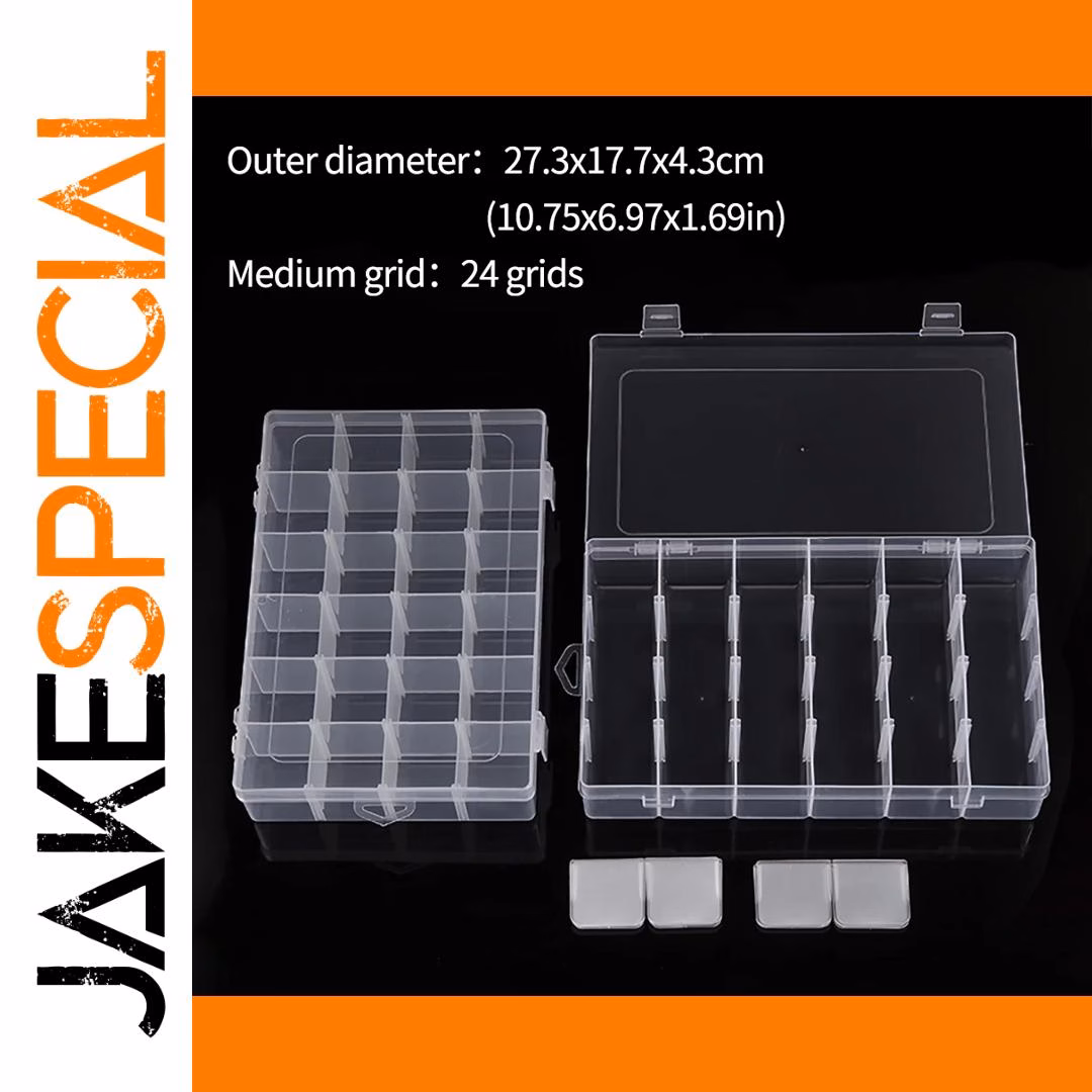 24-Grid Clear Plastic Storage Organizer 1 24-Grid Clear Plastic Storage Organizer