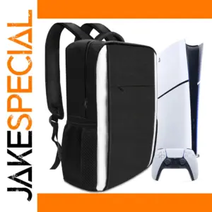 Black PS5 Travel Backpack with Multiple Compartments