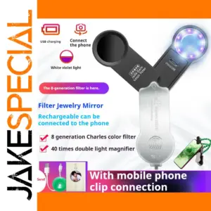 Rechargeable 40X LED Magnifying Glass with Jewelry Mirror