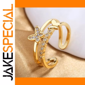 Adjustable Gold/Silver Butterfly Ring for Women
