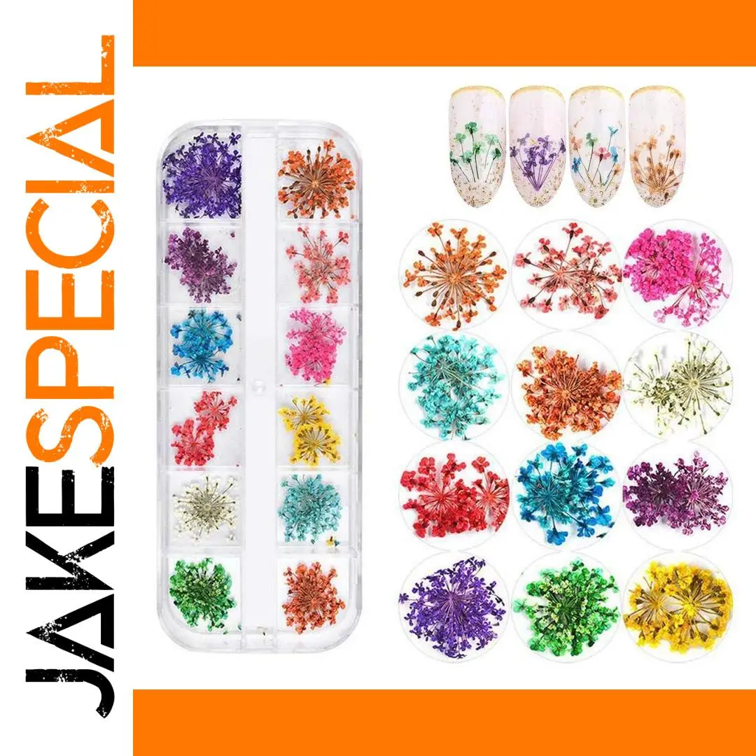 Vibrant Dried Flower Nail Decoration Set 1 Vibrant Dried Flower Nail Decoration Set