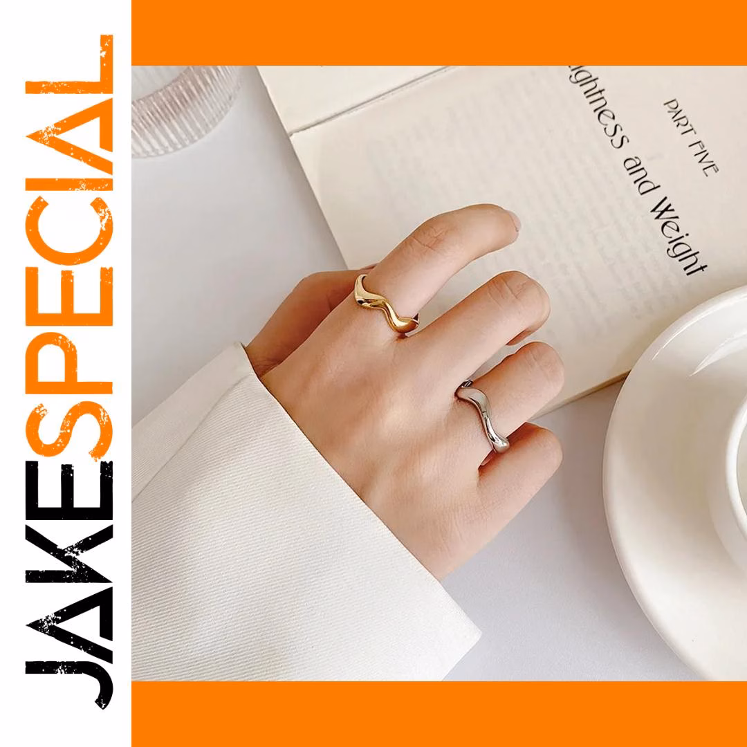 Wave-Shaped Silver Adjustable Ring for Women 1 Wave-Shaped Silver Adjustable Ring for Women