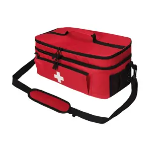 Red First Aid Storage Bag with Multiple Compartments 16 A114774ebe2b24f6bb1f39dcbe138a553W
