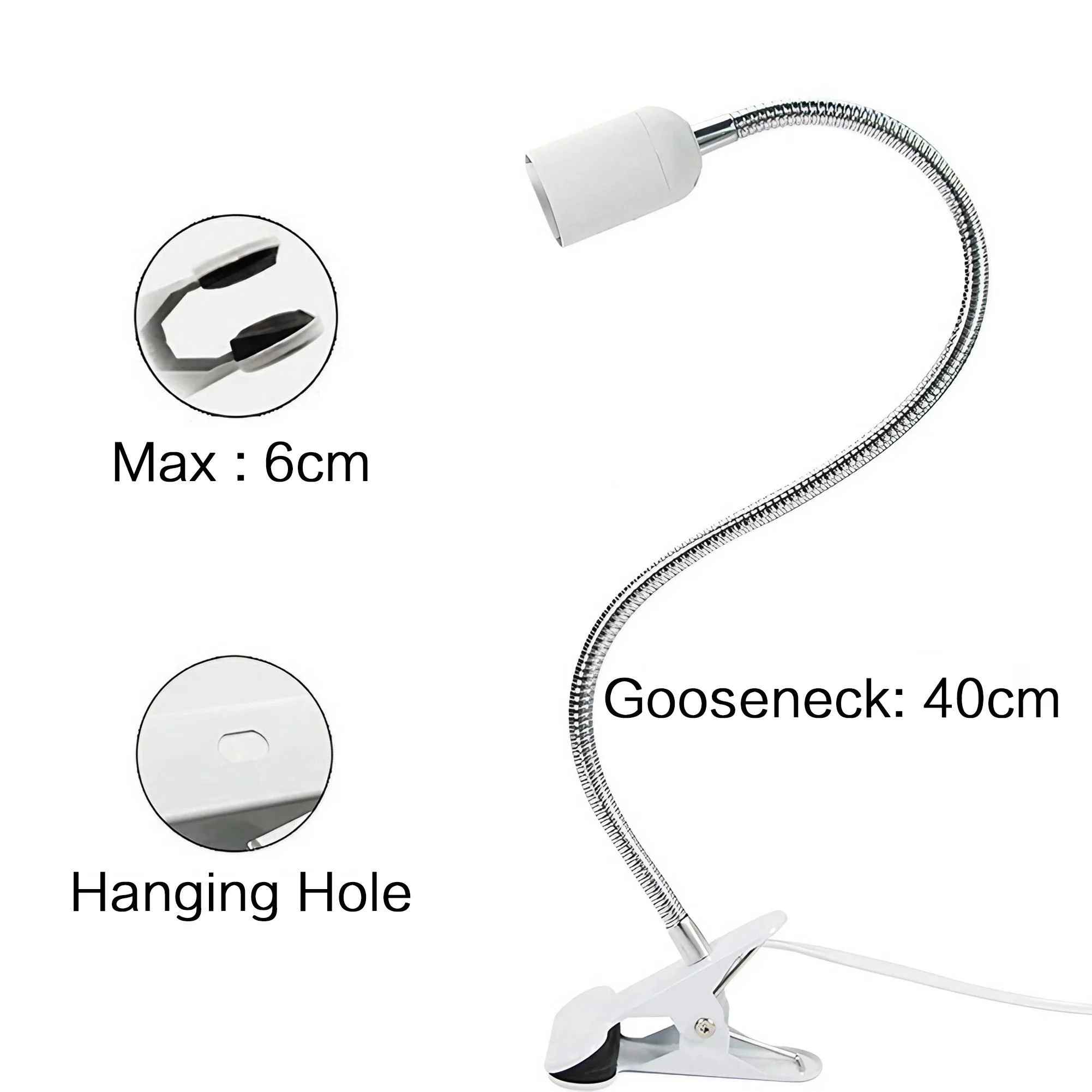 Flexible Desk Lamp Holder with Clamp and E27 Socket 2 Flexible Desk Lamp Holder with Clamp and E27 Socket - Image 2