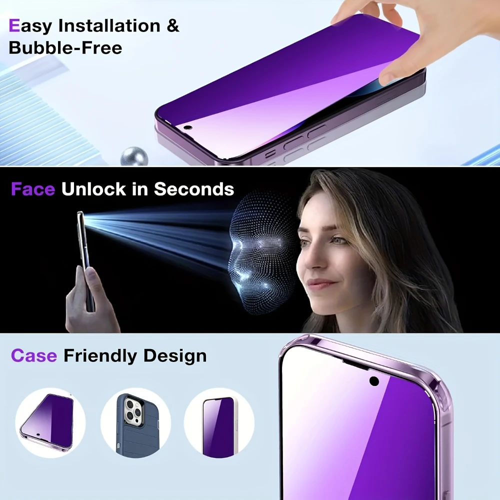 Purple Privacy Screen Protector Set for iPhone Models 6 Purple Privacy Screen Protector Set for iPhone Models - Image 6