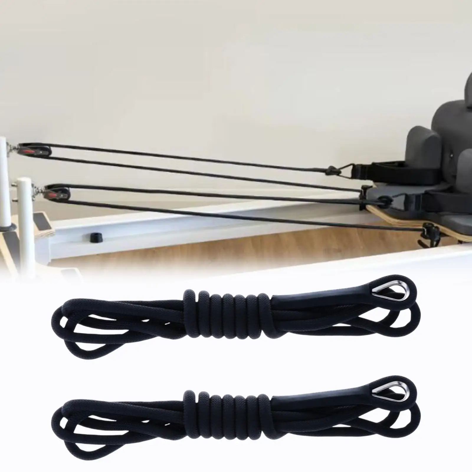 Black Pilates Reformer Pull Ropes Set (260cm, 1cm) 5 Black Pilates Reformer Pull Ropes Set (260cm, 1cm) - Image 5