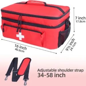 Red First Aid Storage Bag with Multiple Compartments 14 A9571ab363cbc423aacb688b70bb9b7cfJ