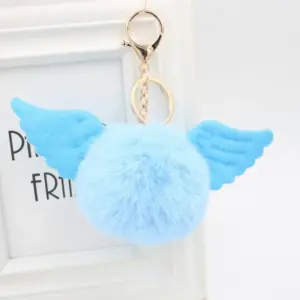 Angel Wings Rabbit Fur Ball Keychain 13 H075c308fb3ea4047931dc01c807c37d2u