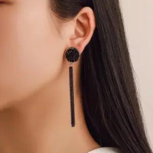 Black Tassel Drop Earrings for Women 7 H0ca267f651bc48d099a20b59e4b7a564a
