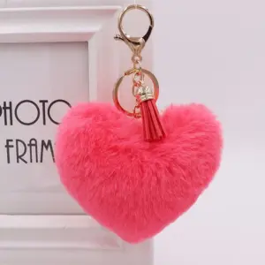Pink Fluffy Heart Keychain with Tassel 19 H2386f2643cde452bba80f311a4a871caO