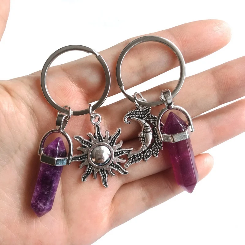 Celestial Sun and Moon Hexagonal Keychain 6 Celestial Sun and Moon Hexagonal Keychain - Image 6