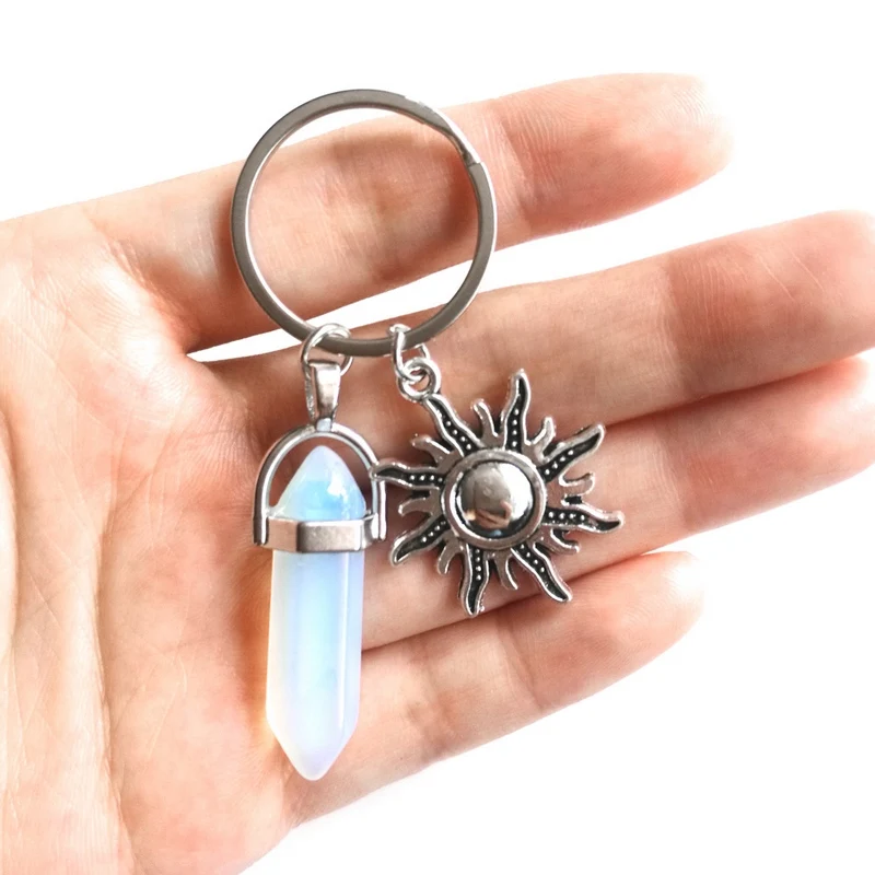 Celestial Sun and Moon Hexagonal Keychain 3 Celestial Sun and Moon Hexagonal Keychain - Image 3