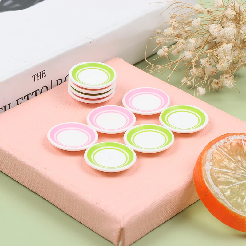 Miniature Dollhouse Ceramic Dish Set in Pink and Green 2 Miniature Dollhouse Ceramic Dish Set in Pink and Green - Image 2