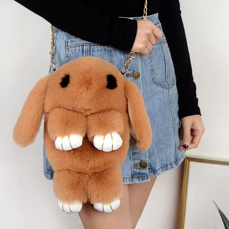 Plush Rabbit Backpack with Chain Clip 5 Plush Rabbit Backpack with Chain Clip - Image 5