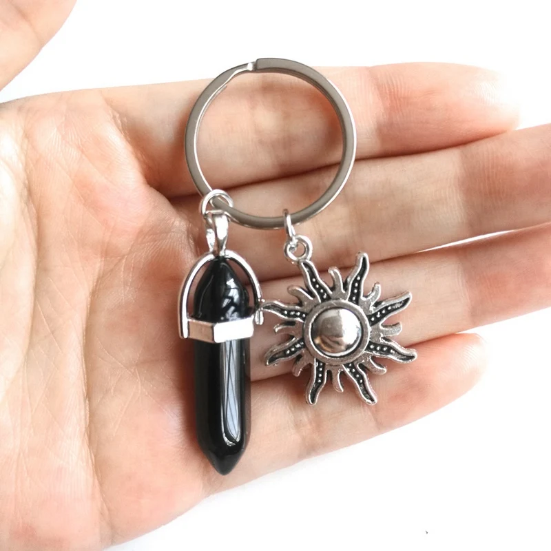 Celestial Sun and Moon Hexagonal Keychain 4 Celestial Sun and Moon Hexagonal Keychain - Image 4
