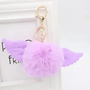 Angel Wings Rabbit Fur Ball Keychain 18 H84280147b36240a9a5b65ff8bff6ab6cj