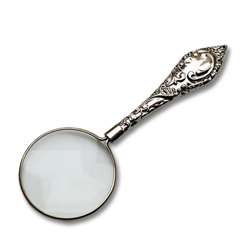 Vintage 5X Carved Magnifier with Silver Handle 2 Vintage 5X Carved Magnifier with Silver Handle - Image 2