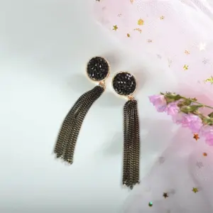 Black Tassel Drop Earrings for Women 9 H941025b4310e4e31b6a539a44ed9353fV