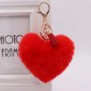 Pink Fluffy Heart Keychain with Tassel 17 H9c7a54520e4d4110b18e943ef291cd65q