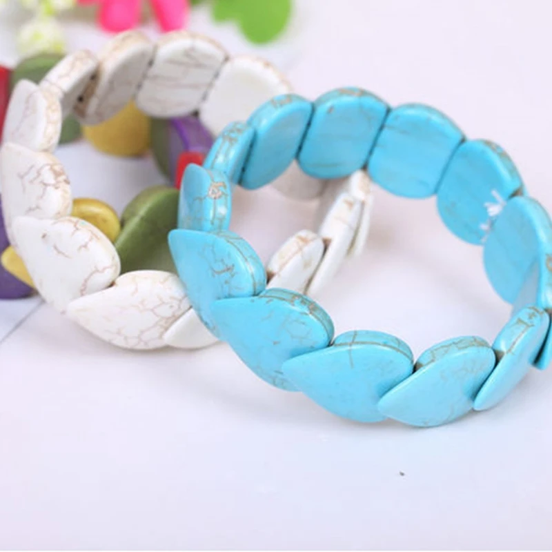 Turquoise Boho Heart Stone Bracelet 4 Turquoise Boho Heart Stone Bracelet - Image 4